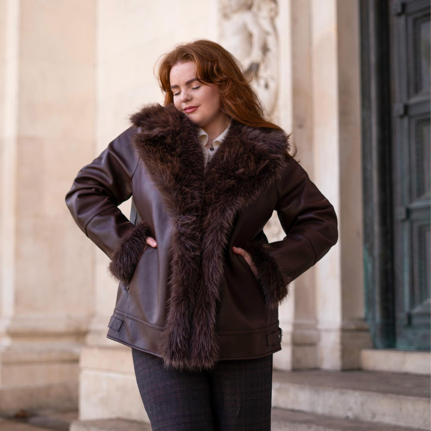 Amelia Aviator Jacket - Brown